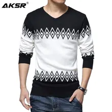 AKSR мужской вязаный шерстяной свитер кашемировый теплый зимний свитер с v-образным вырезом пуловер свитер мужской Sueter свитера цвета Омбре Swetry Pull Homme