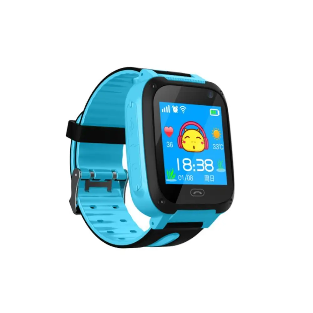 Children Smart Watches GPS tracker watch Location Waterproof Monitoring camera Screen iOS Android Kids Wristwatch - Цвет: Синий