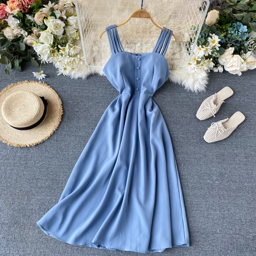 Light Blue Новинка года. Летнее женское платье с открытой спиной в пляжном стиле. Элегантное пляжное платье на молнии. Длинное сексуальное платье с открытой спиной. Модель 13650 - Цвет: Light Blue