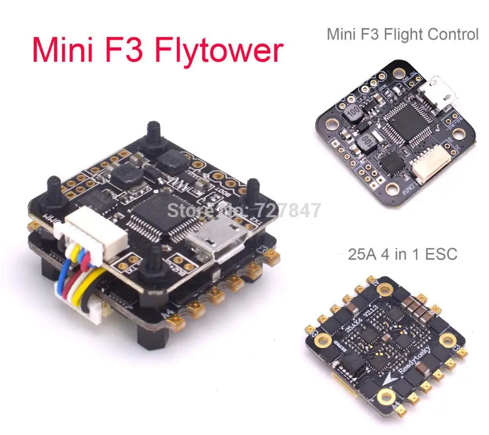 

Flytower Mini F3 Flight control Integrated OSD Built-in 5V 1A output BEC 4 in 1 BLHeli 25a ESC For FPV RC Drone ELF 88mm F80