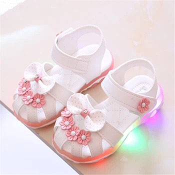 

New fashion Cute Lovely children sandals hot sales Beautiful baby girls boys shoes high quality flower LED kids sandals shoes