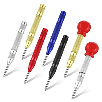 

7 Pcs Automatic Center Hole Punch Spring Loaded Drill Punch Steel Window Spring Punch T for Car Window Glasses Break