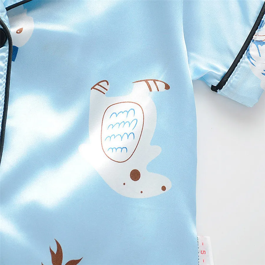 kids short-sleeved clothes baby pajamas thin suit toddler Kids baby boys girl cartoon pajamas sleepwear shorts clothes set 40A1 (4)