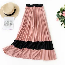 Осень и зима новинка женские юбки Дикие повседневные Модные женские вязаные однотонная плиссированная юбка в Корейском стиле женские