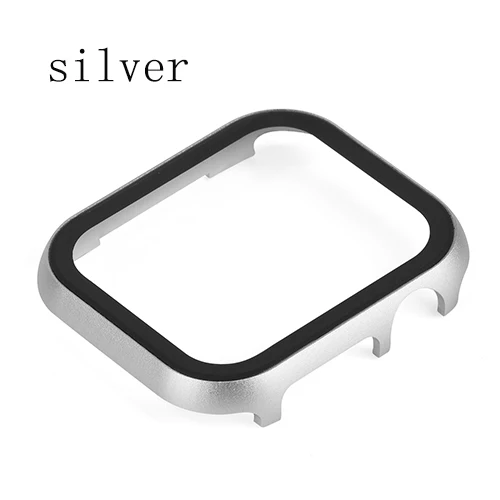 silver Металлический Чехол, закаленное стекло для apple watch 42 мм 38 мм 44 мм 40 мм, чехол для iwatch 5 4 3 2 1, защитный чехол для часов - Цвет: silver
