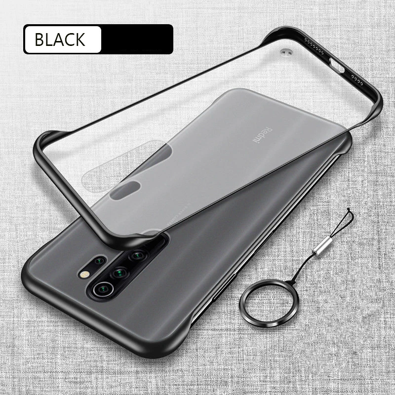 Черный Чехол-бампер для Redmi Note 8 Pro, чехол без рамки, ультратонкий полупрозрачный матовый Жесткий Чехол для Xiaomi Redmi Note 8 Pro, чехол - Цвет: Черный