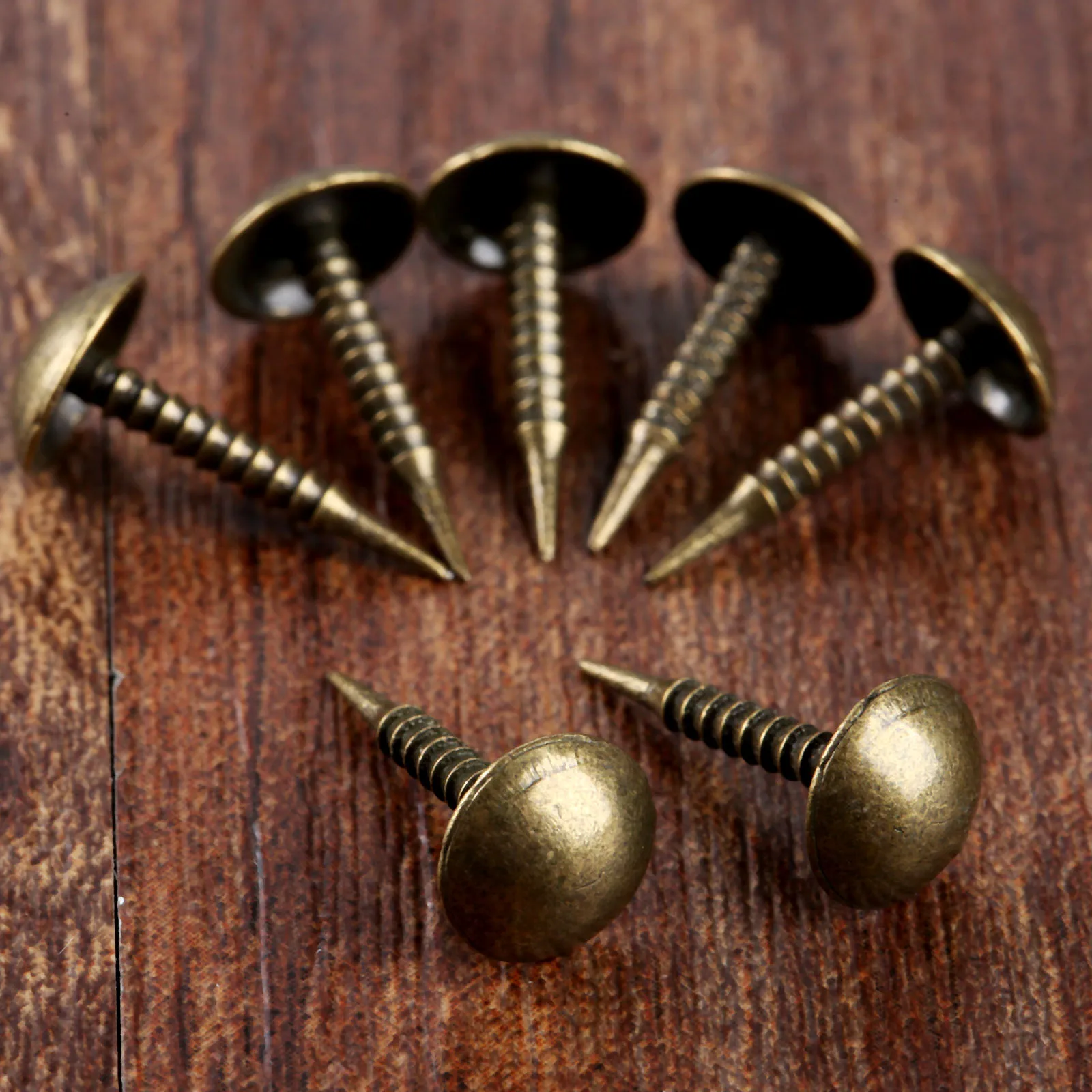 Upholstery Nails Iron screw Studs Vintage Pins Thread Tacks Antique Bronze 8mm*15mm 100pcs Sofa Jewelry Box Doornail hardware upholstery nail
