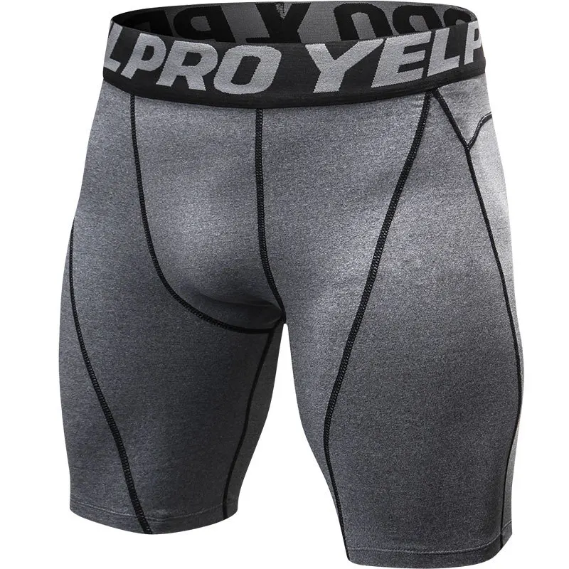 2pcs men boxers quick dry male sports underwear boxers Fitness running training shorts tight breathable stretch shorts hombre - Цвет: Серый