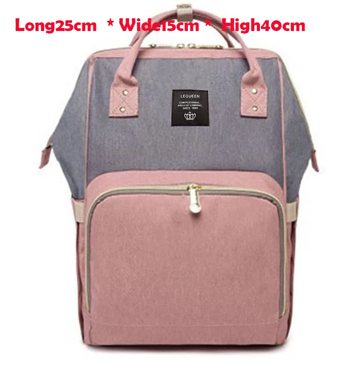 pinkgrey Модная сумка для подгузников, рюкзак для мамы, большая емкость, водонепроницаемый, для путешествий, для мамы, сумки для подгузников, сумка для беременных, рюкзак для детской коляски, сумка - Цвет: pinkgrey