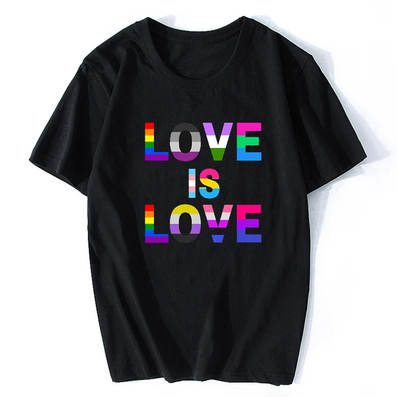 

Love Is Love Rainbow Gay Pride LGBT Gay Les T-shirt Short Sleeve Hipster Tops Vogue Tshirt Aesthetic Harajuku Fashion T Shirts