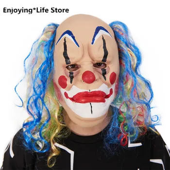 

Cosplay Mask Curly Hair Bald Clown Halloween Ball Show Props Funny Horror Adult Latex Mask