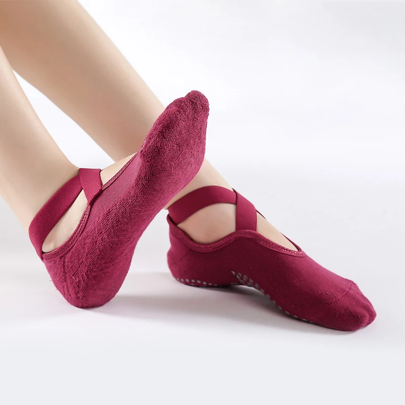 Women Cotton Yoga Socks Professional Anti-Slip Sport Socks Bandage Sports Girls Ballet Dance For 35-39 Yards