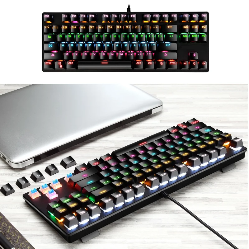 Механическая игровая клавиатура USB2.0 с RGB подсветкой 87 клавиш|Клавиатуры| |