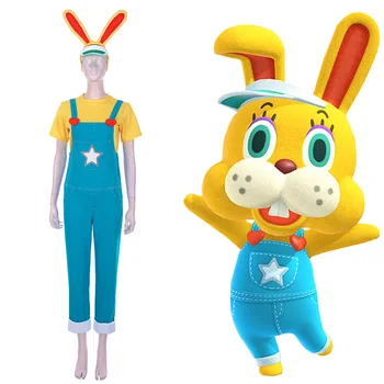 

Animal Cosplay Crossing: New Horizons-Zipper T. Bunny Cosplay Costume Men T-shirt Overalls Full Set Halloween Carnival Costumes