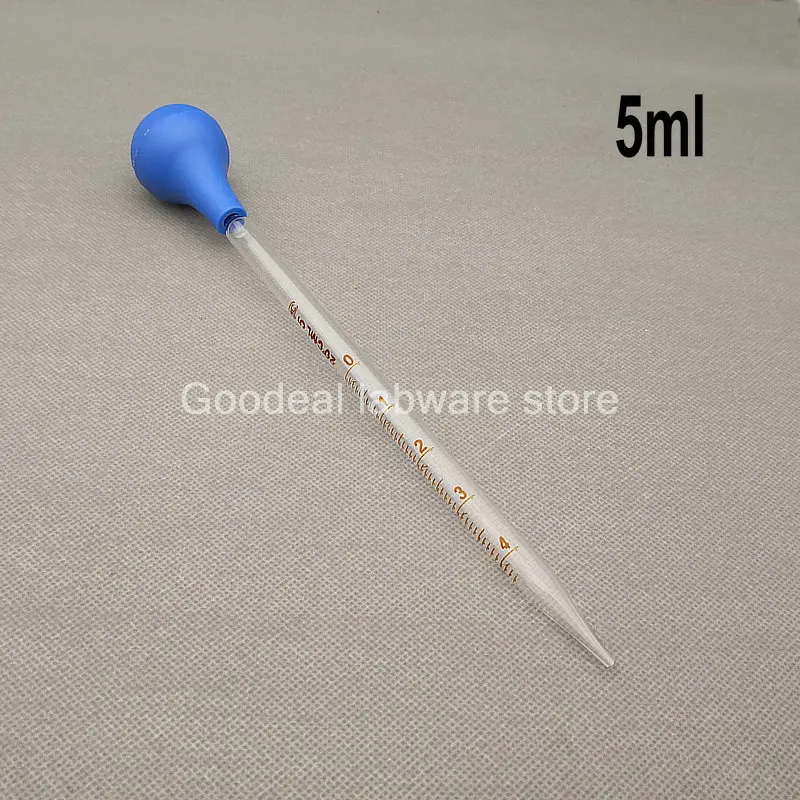 유리 졸업 피펫 드롭퍼, 1ml/2ml/3ml/5ml/10ml, 고무 헤드가 있는 이송 피펫, 4 개/묶음