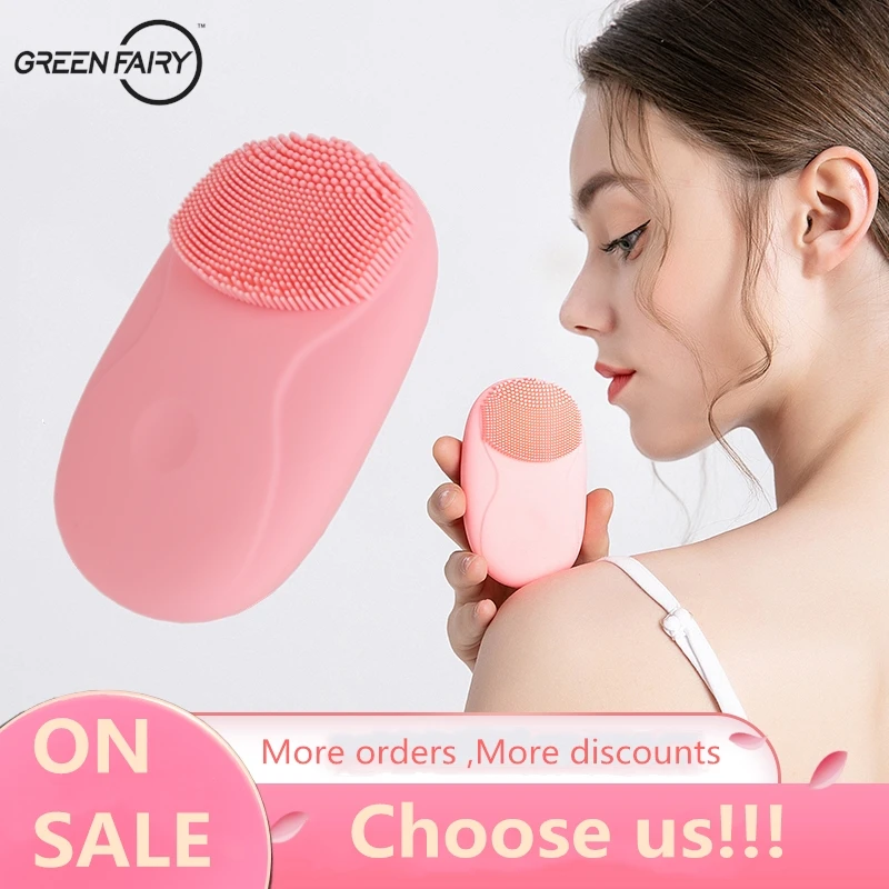 

Greenfairy Mini Electric Facial Cleansing Brush Woman Massager Brush Soft High Quality Skin Pore Cleaner Face Washing Artifact