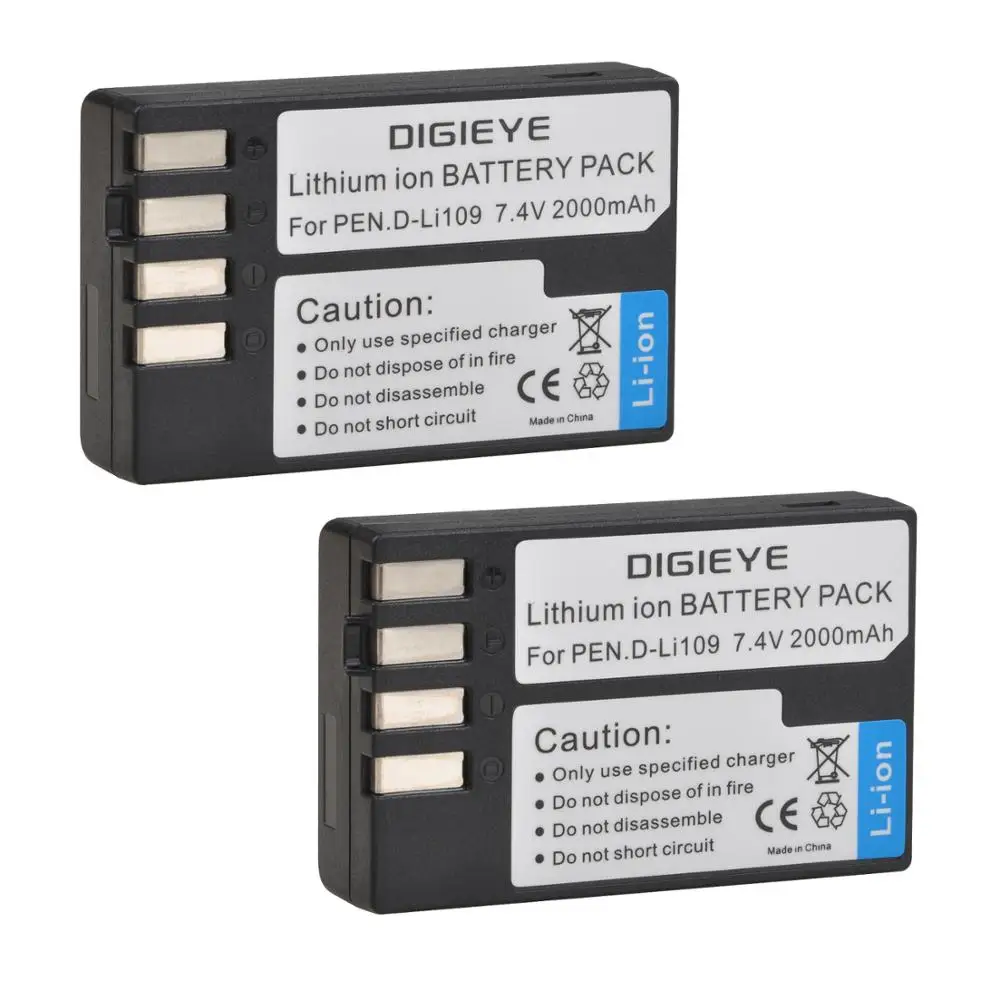 Rechargeable Battery Camera Battery 2000mAh D-Li109 D Li109 DLi109 Rechargeable Battery for Pentax K-70 K70 K-50 K50 K-30 K30 K-S1 KS1 K-S2 KS2 K-r Digital Camera