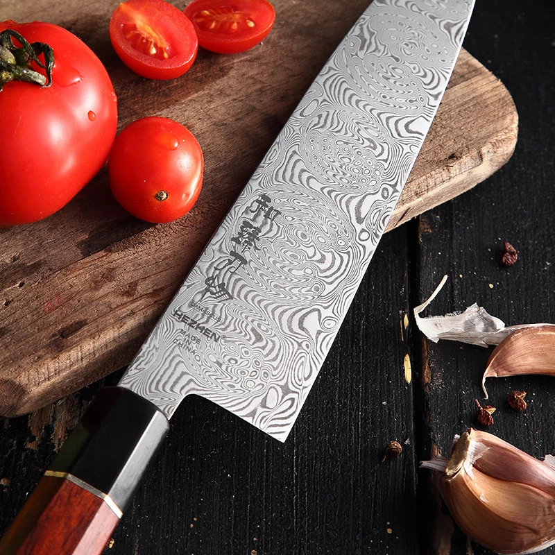 Поварской нож HEZHEN 210 мм Gyuto японские кухонные ножи из дамасской стали 110 слоев