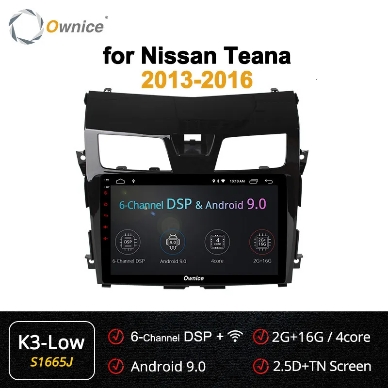 10," Ownice K1 K2 K3 K4 K5 K6 для Nissan Teana 2013 автомобильный DVD gps навигатор Android 9,0 Радио мультимедийный плеер - Цвет: S1665 K3-Low