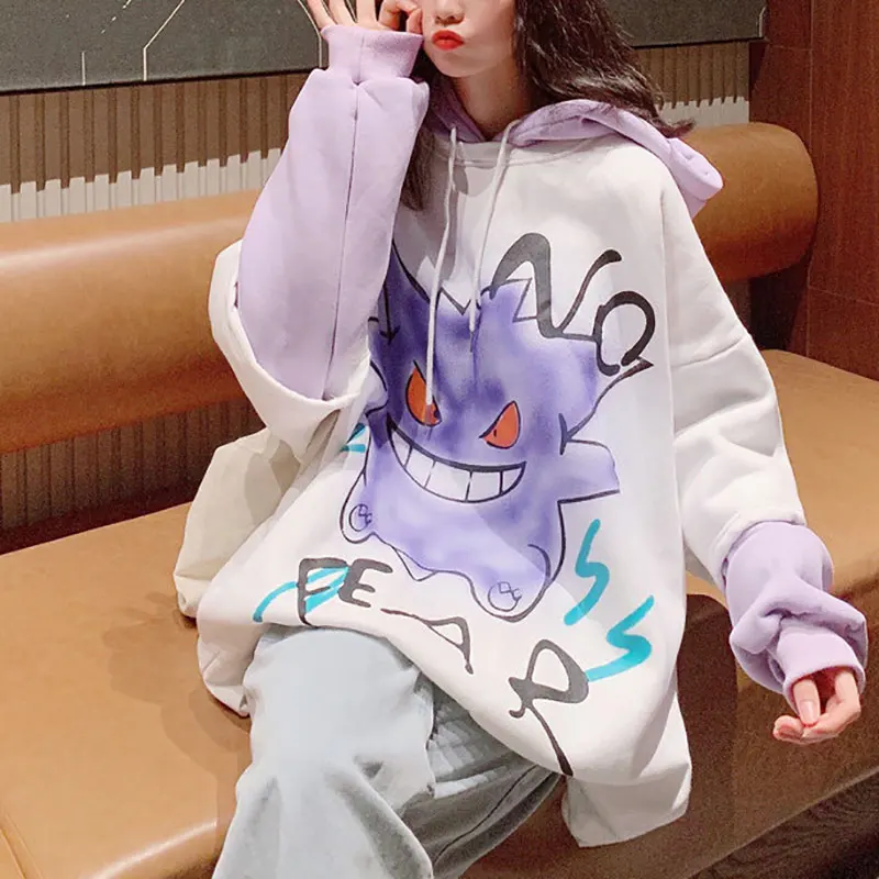  Hooded Sweatshirt Drawstring New Ladies Autumn Loose Thickening Plus Velvet Fake Two Coat Tops