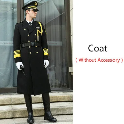 Coat Высокое качество, мужской длинный шерстяной Бизнес военный Тренч, ветровка, зимнее пальто пилота, набор, униформа безопасности, Homme, уличный костюм, костюм - Цвет: Coat