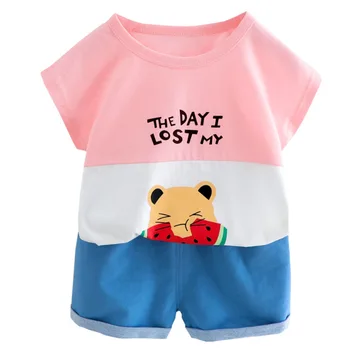 

New Summer Short Sleeve Children Fashion Clothing Baby Boy Girls Cartoon T Shirt Shorts 2Pcs/sets Kids Clothes Toddler Tracksuit