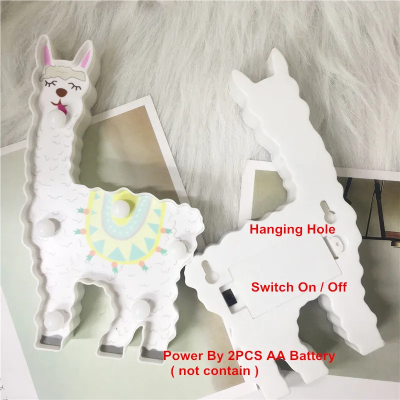  Total Cute Animal Style Battery Night Lamp 3D Alpaca Unicorn Flamingo Home Decor Table Lamp Bedside - 4000055007673