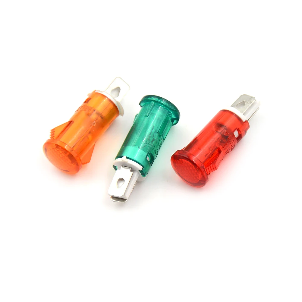 

10pcs 220V 110V 12V/24VDC Panel Mounting Neon Indicator Red Green Yellow Lights 10mm MDX-11A Pilot Guiding Signal Lamp