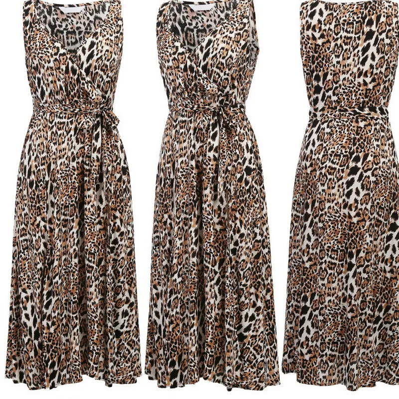 Dress women's new leopard dress sexy side slit long skirt women dresses woman party night sexy dress sleeve dress