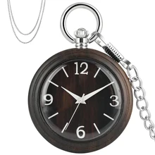 Изысканные кварцевые карманные часы из эбенового дерева серебряное ожерелье карманные, на цепочке Ретро Модные подвесные часы роскошные часы подарки унисекс