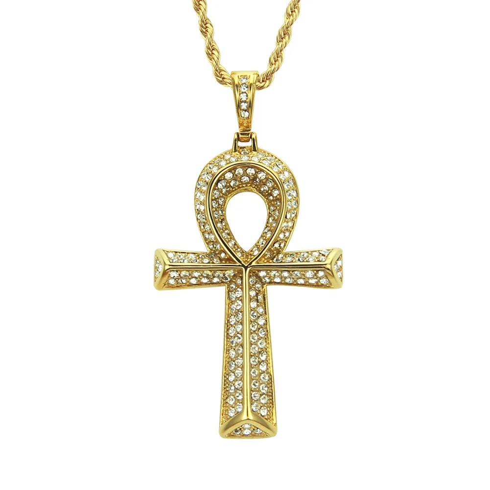 

Europe And America Hip Hop Egyptian Ankh Key Egypt Ankh Key Cross Pendant Men Necklace Ornament