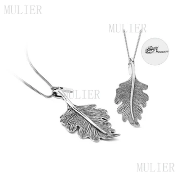 

MULIER 2019 Autumn Original New 100% S925 PAN Delicate lines Oak Leaf Necklace Jewelry Making Necklaces