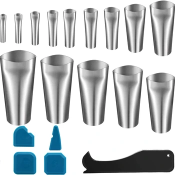 

19Pcs/Set Caulking Finisher Kit Caulk Applicator Sealant Finishing Tool Stainless Steel Nozzle Sealant Caulking Tools