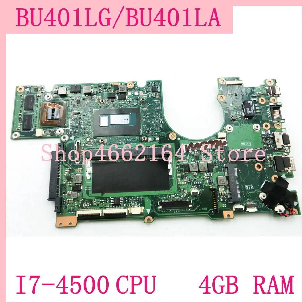  BU401LG Motherboard I7-4500 CPU 4GB RAM V1GB Graphic For ASUS BU401 BU401L BU401LG laptop mainboard