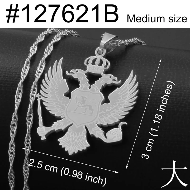 Anniyo(два размера) Montenegro ожерелья с подвесками для женщин девочек Montenegro украшения с изображением орла золотого и серебряного цвета с луной звездой#127621 - Окраска металла: silver and medium