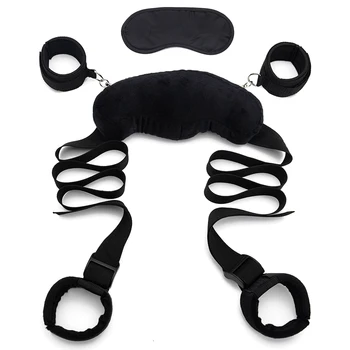 Fetish Bed Bondage Straps Set Love Posture Neck Collar Leg Cuffs Handcuffs Plush Sex Pillow BDSM Adult Game Couples Sex Toys 2