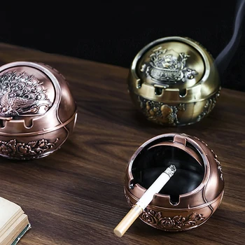 

European Ins Style Creative Retro Ashtray Household with Lid Office Living Room Coffee Table Decoration Household Items