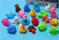 13Pcs/lot Cute Mixed Random Animals Soft Rubber Float Squeeze Sound Squeaky Bathing Toys For Baby GYH 2