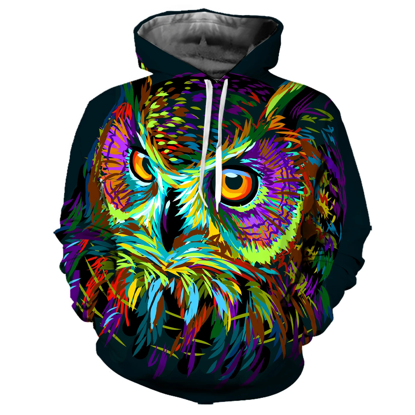 

REAL American SIZE Custom High Quality Colorful Owl Sublimation Printing Plus Size Hoodies