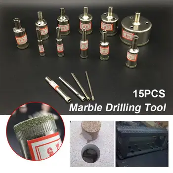 

Professional 15pcs Diamond Coated Core Hole Saw Drill Bit Power Marble Glass