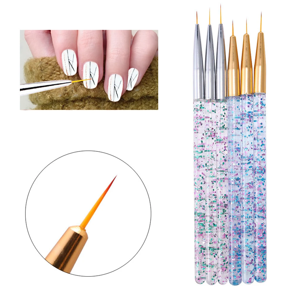 

3Pcs Acrylic Nail Art Liner Brush Set 3D Tips Manicure French Stripe Ultra-thin Line Drawing Pen UV Gel Brushes Painting Tools