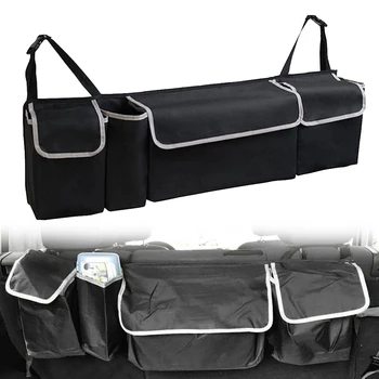 

Oxford Cloth Foldable Universal Tidy Trunk 4 Pockets Waterproof Black Durable Large Car Boot Organiser Hanging Heavy Duty