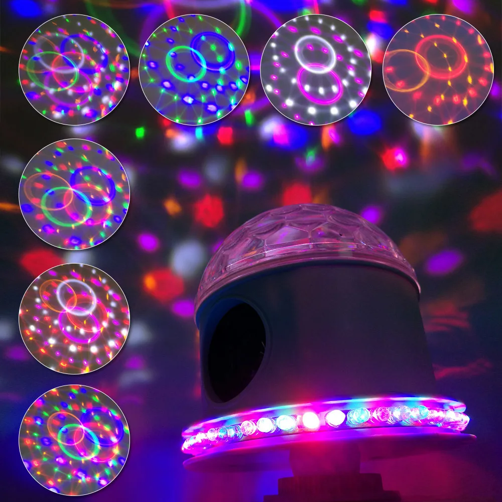 Мини Bluetooth динамик RGB сценический светильник Звук Активированный автоматический вращающийся магический диско-шар DJ светильник светодиодный сценический светильник ing шесть режимов