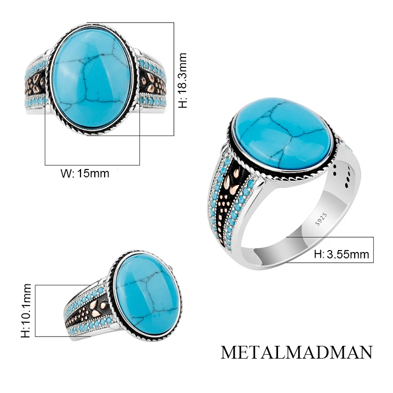 Blue Copper Turquoise Ring, 925 Sterling Silver Ring
