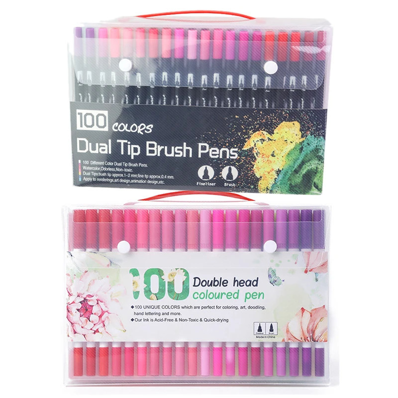 100 Colors Dual Tip Brush Marker Pens  Dual Tip Brush Pens Art Markers 100  - Dual - Aliexpress