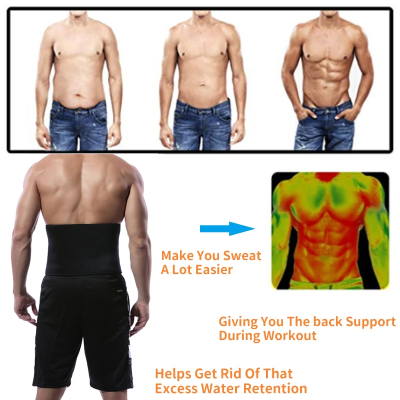 Bastu Midjetränare Bantningsbälte Män Gym Fiess Cincher Magkontroll Korsett Svett Fettförbränning Kvinnor Kroppsformare Vikt_voghion.com