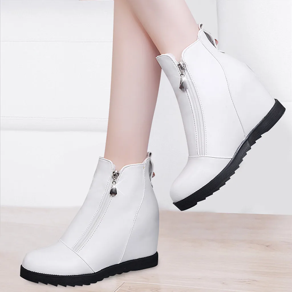 white wedge boots