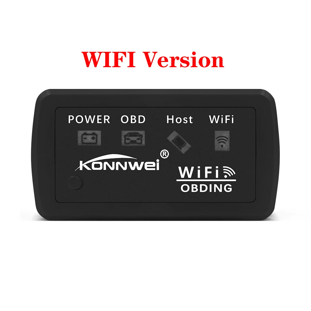 KW902 ELM327 wifi OBD2 CAN-BUS диагностический Автомобильный сканер инструмент работает для IOS/Android PIC18F25K80 автоматическое сканирование obd2 Новое поступление KONNWEI - Цвет: WIFI BLACK
