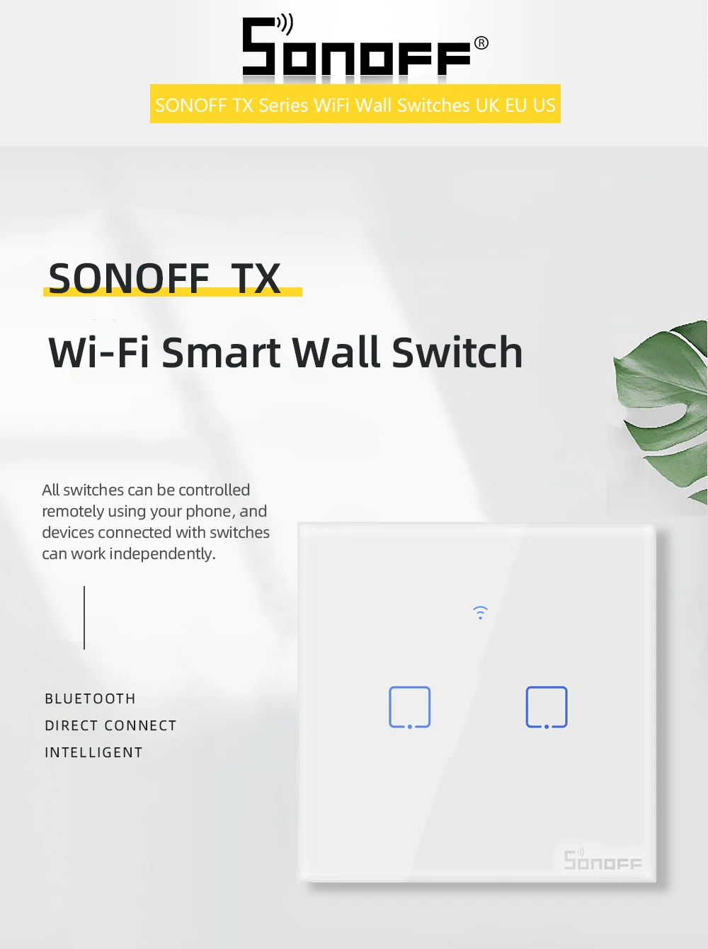 Интеллектуальный выключатель света SONOFF RM433/TX/T1 UK 8keys 433 МГц RF пульт Управление RF Беспроводной настенный выключатель света Touch Панель Wi-Fi, 1/2/3 с Google Home, Alexa