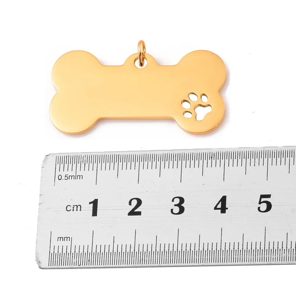 5Pcs/Lot Custom New Stainless Steel Dog Bone Hollow Pet Paw Tag Puppy Pendant Charm Accessories Jewelry Findings Wholesales 4